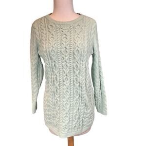 J. Jill Sweater Women's Small Mint Green Cable Knit Chunky Sweater Pullover